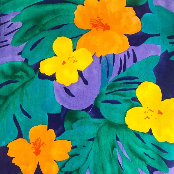 VINTAGE Jams World Tropical Floral “Bisctera” Print Midi Tank Dress Side Slit - Picture 5 of 10